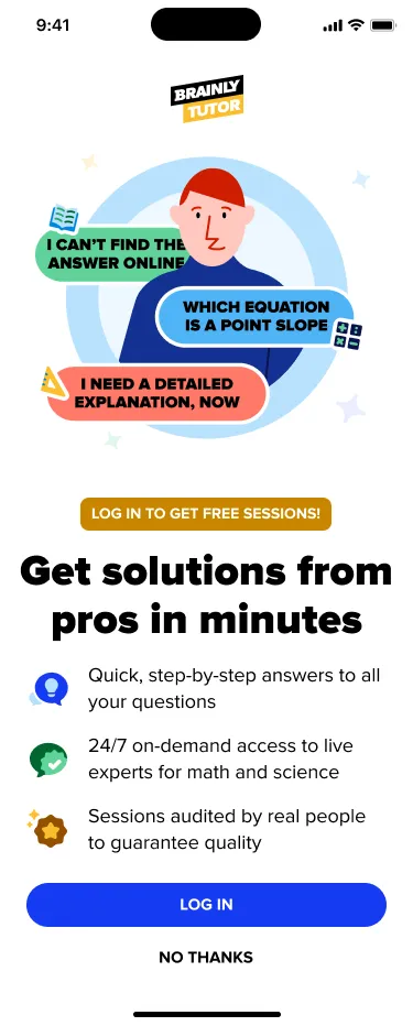 Mobile: a user with 2 free sessions available and a prompt to log in.